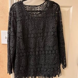 Black lace tunic underneath camisole